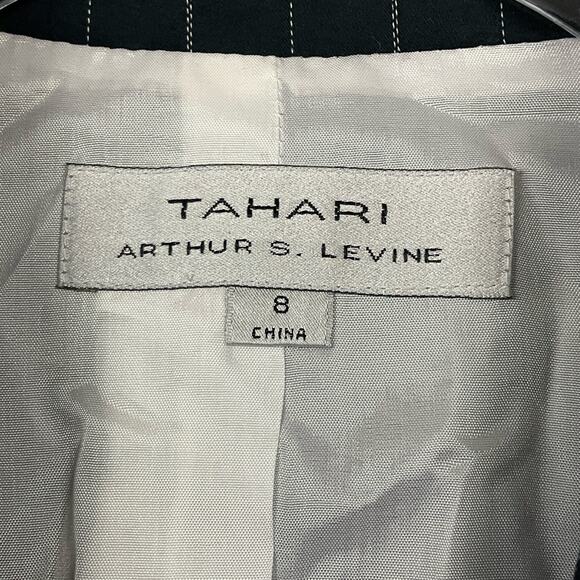 Tahari Womens Blazer Jacket Black White Pinstripe Tailored Clarissa sz 8 Office - Picture 4 of 8